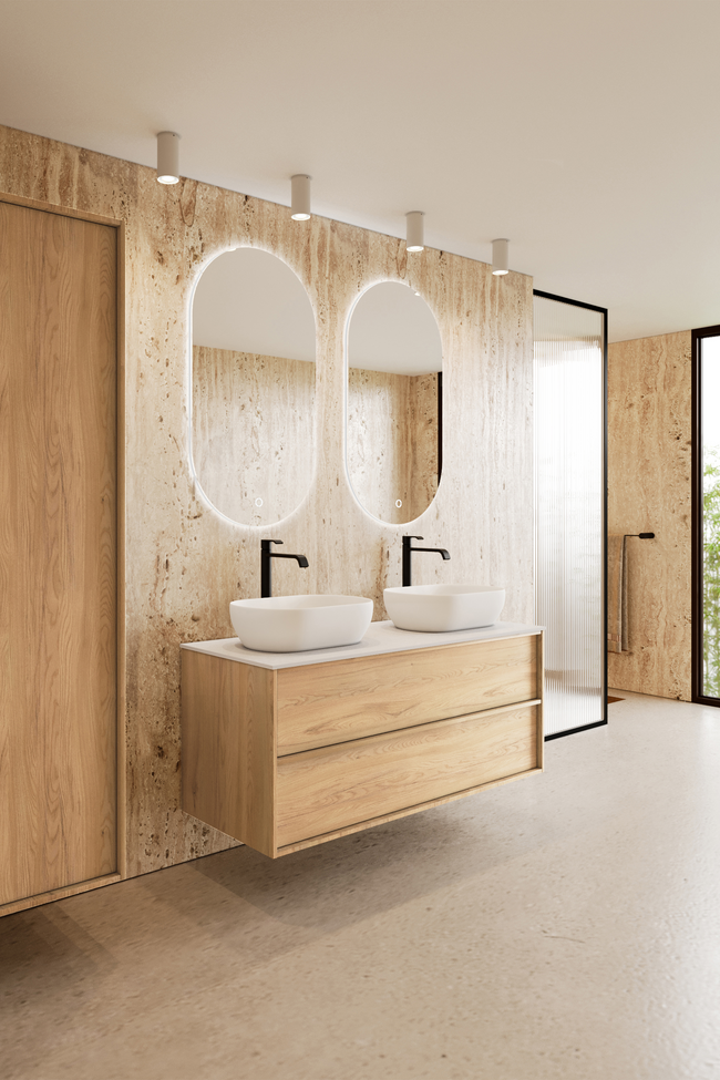 Cabinet with two oval countertop basins Casa H14