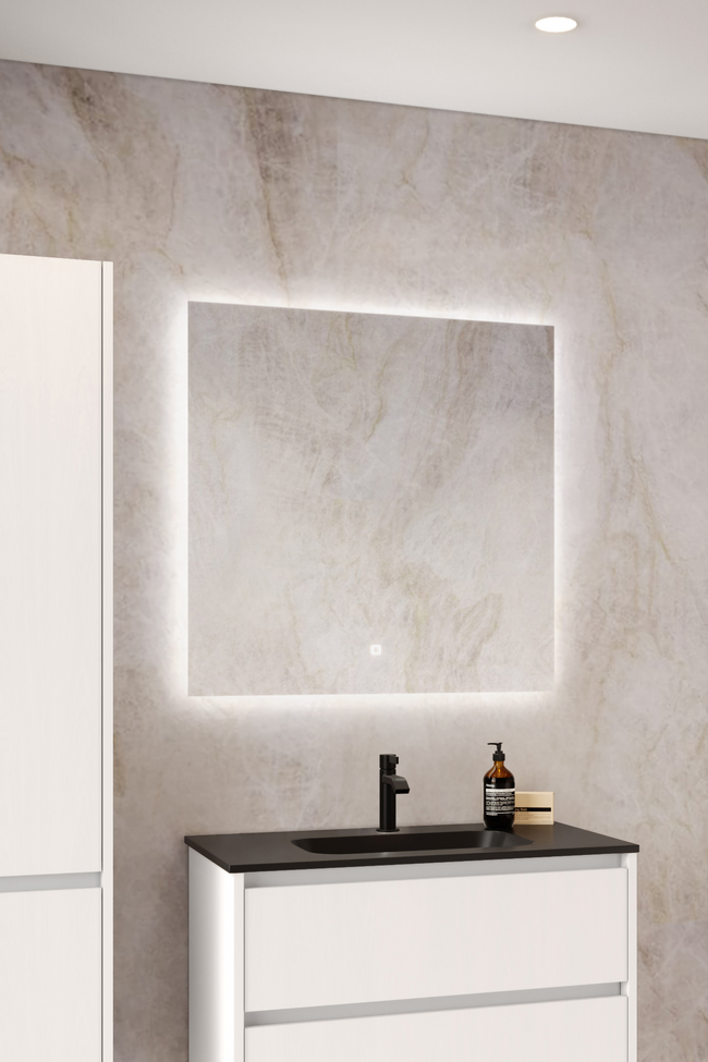 Rectangular mirror with tuneable ambient lighting Trento U01
