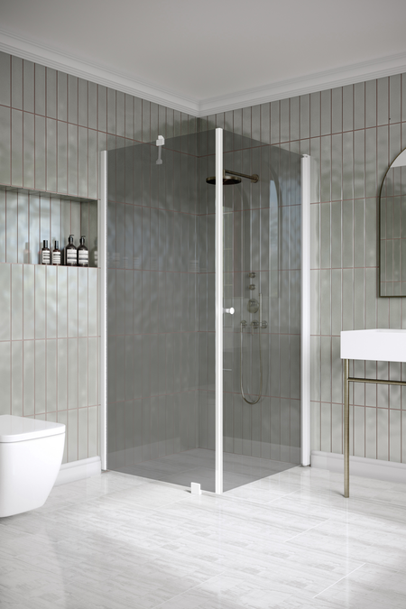 Shower enclosure with a fixed wall and hinged door Classic 146 (101x102)