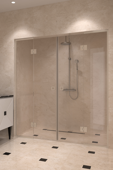 Nisch med vändbara pardörrar, som har fasta delar Vetro 554