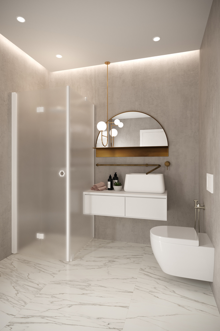 Shower enclosure with a fixed wall and folding door Forma 369