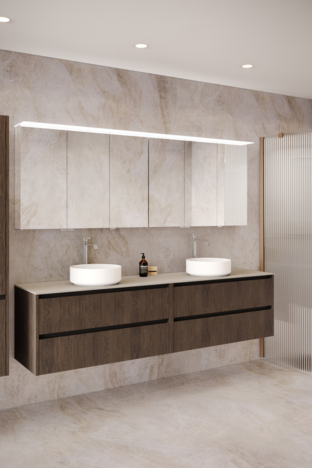 Tupla-allaskaluste kahdella pyöreällä malja-altaalla Classic K06