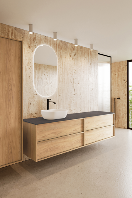 Double cabinet with oval countertop basin Casa H13