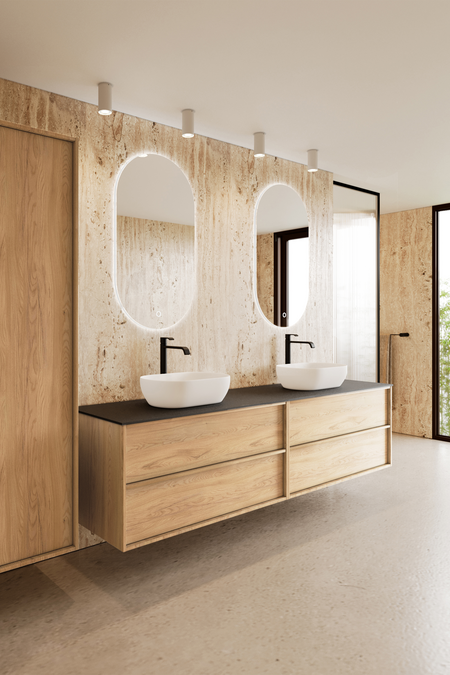 Tupla-allaskaluste kahdella ovaalilla malja-altaalla Casa H15