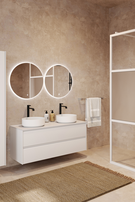 Cabinet with two round countertop basins Luna L10