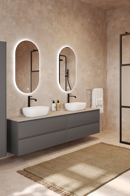 Tupla-allaskaluste kahdella ovaalilla malja-altaalla Luna L15