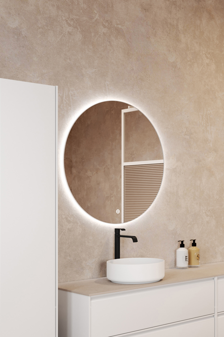 Round mirror with tuneable ambient lighting Trento U08