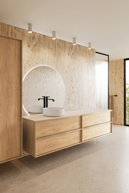 Double cabinet with round countertop basin Casa H09