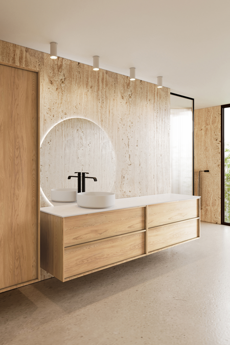 Double cabinet with round countertop basin Casa H09