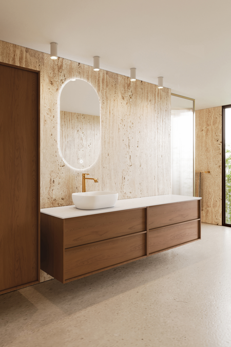 Double cabinet with oval countertop basin Casa H13