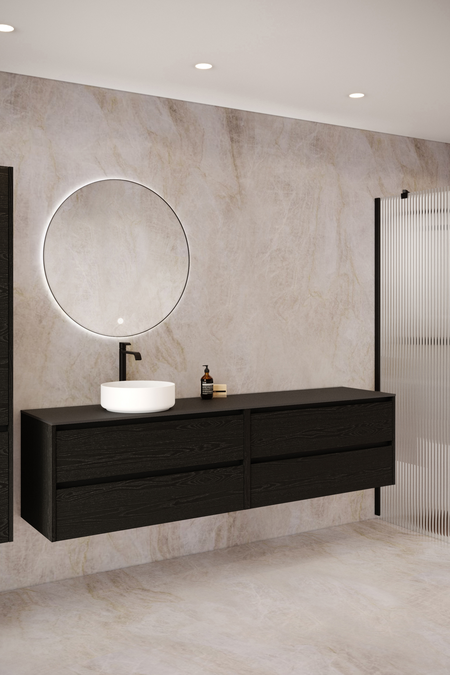 Double cabinet with round countertop basin Classic K04