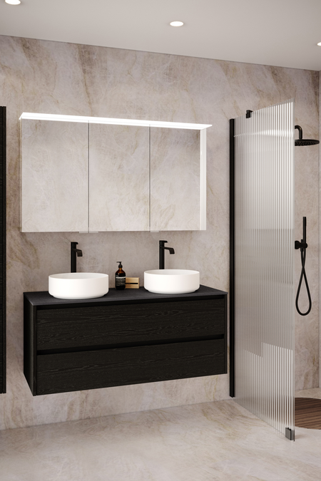 Cabinet with two round countertop basins Classic K05