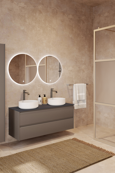 Allaskaluste kahdella pyöreällä malja-altaalla Luna L10