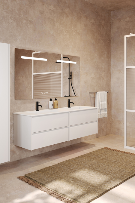 Double cabinet with Corian twin basin Luna L07