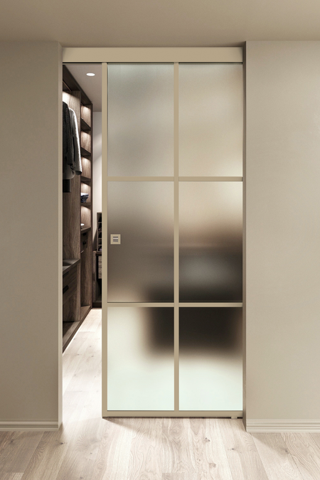 Ceiling mounted sliding door with soft closing mechanism Inne C1P Paris
