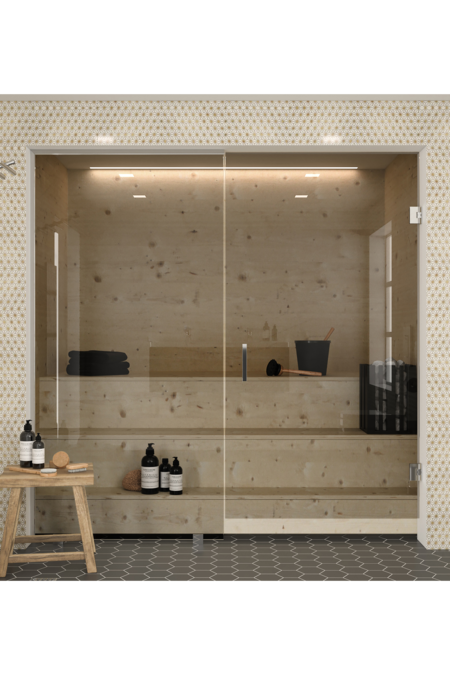 Saunan lasiseinä vedinpuolen sivulasilla Classic 657