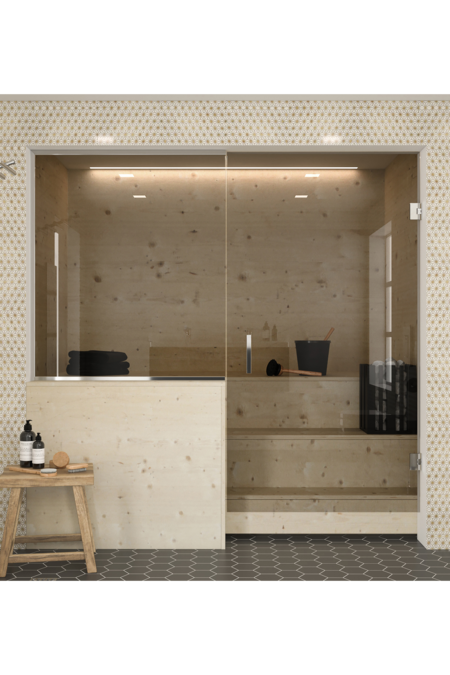 Sauna glass wall with window on handle side Classic 659